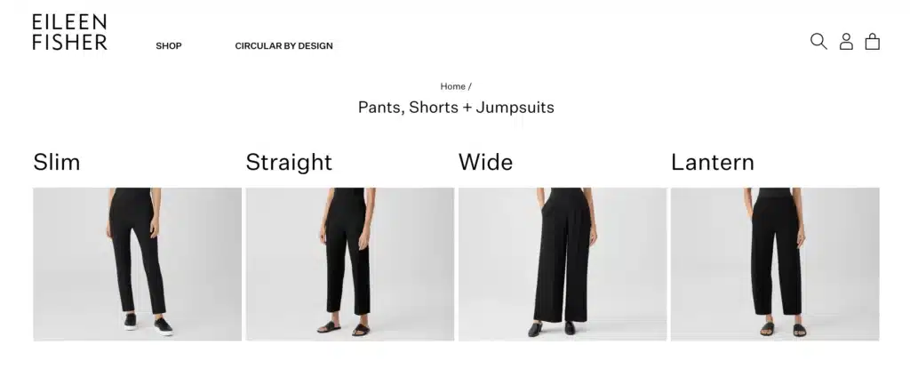 EILEEN FISHER Pants for women in straight leg and wide leg options