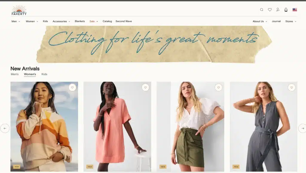 Faherty ethical clothing brand items for women