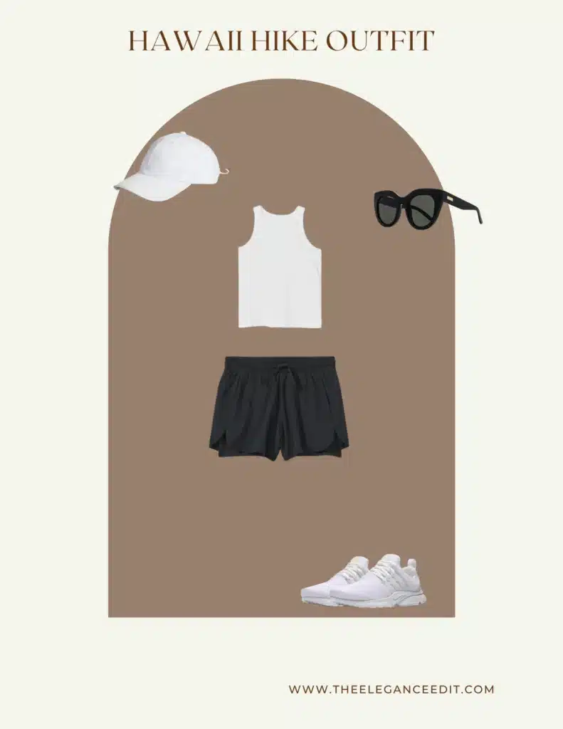 Hawaii vacation hike outfit with tank top and sneakers