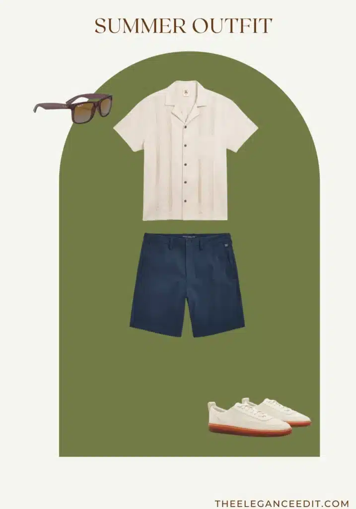 Summer linen shirt and shorts outfit for men