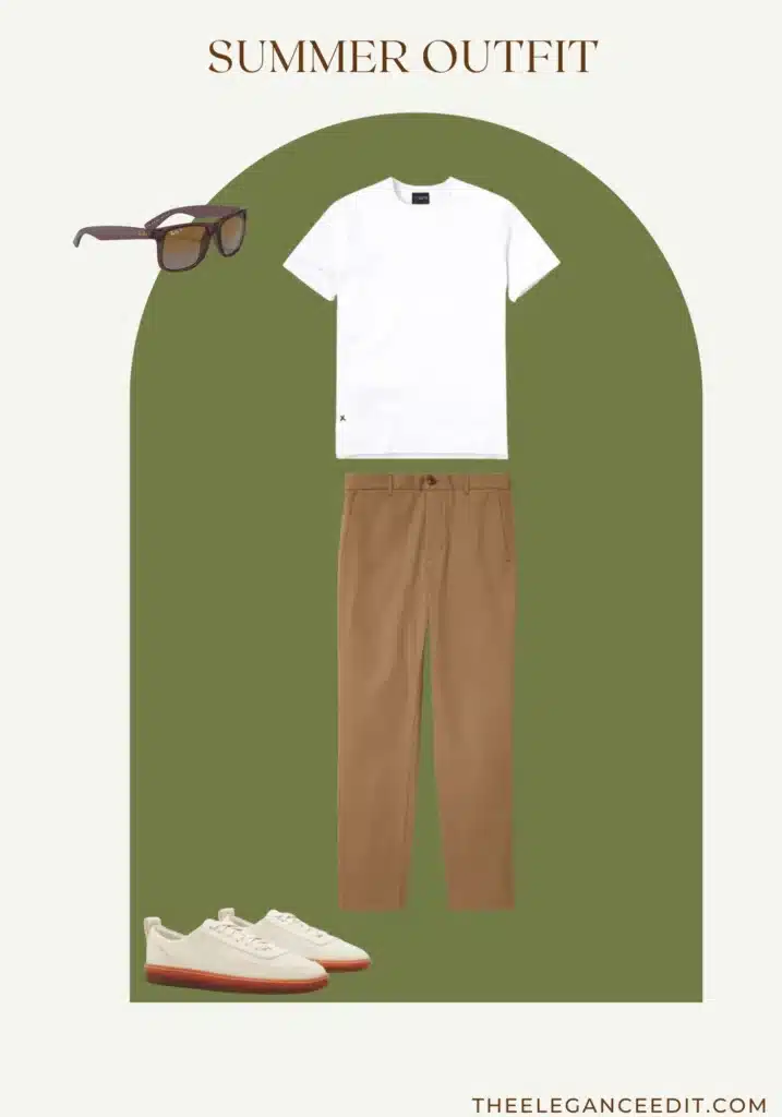 Mens white t-shirt and chinos summer outfit