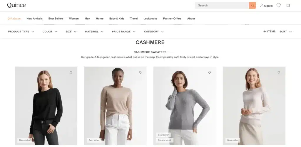 Quince Womens affordable cashmere Sweaters