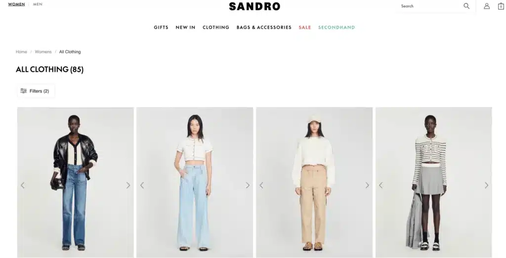 Sandro paris women''s clothing showing jeans and striped sweater