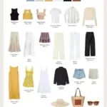 summer capsule wardrobe graphic with multiple clothing pieces