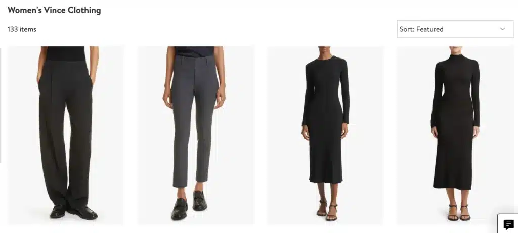 Vince minimalist dresses and trousers