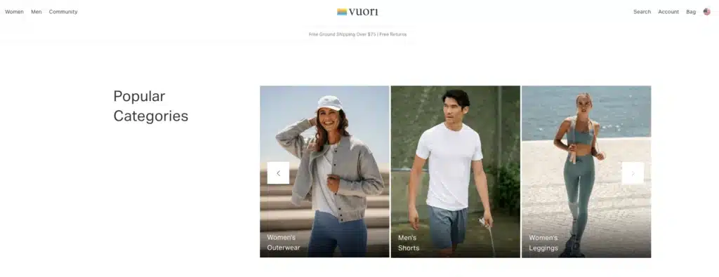 Vuori activewear for men and women