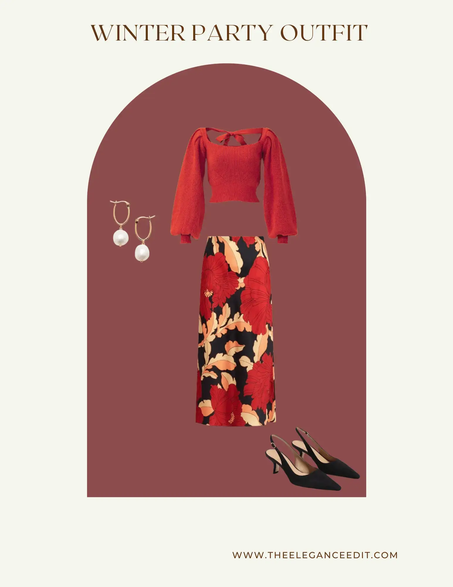 Winter Party Outfit Maxi Skirt and slingback heels