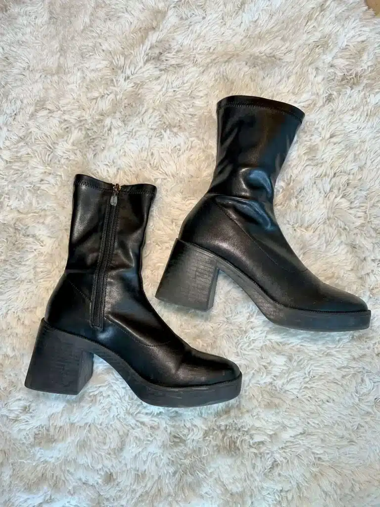 black leather booties
