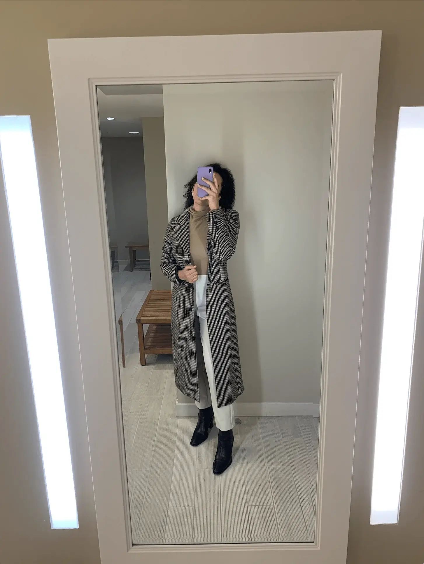 winter look with boots and coat