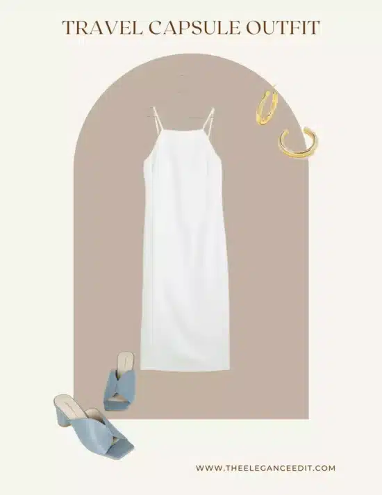white dress travel capsule wardrobe outfit