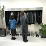 couple shopping in mid-luxury brand clothing store