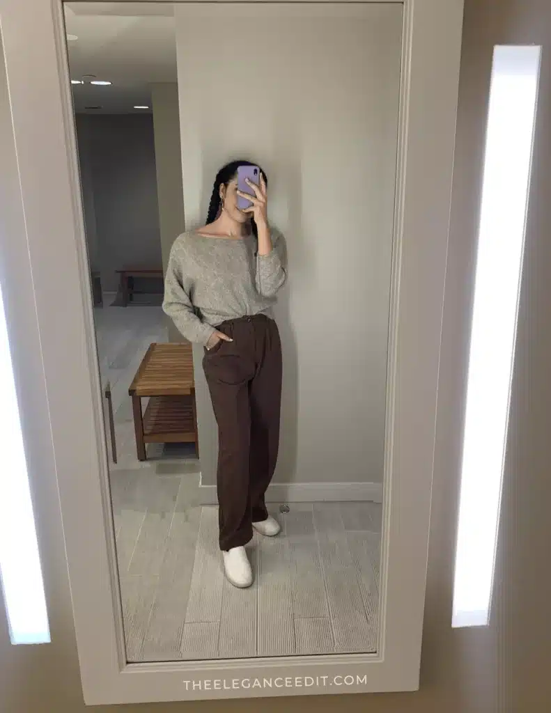 neutral work from home outfit