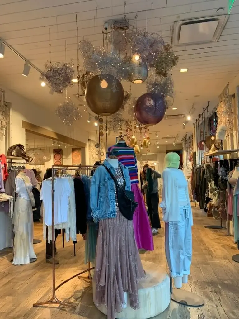 free people storefront featuring bohemian clothing