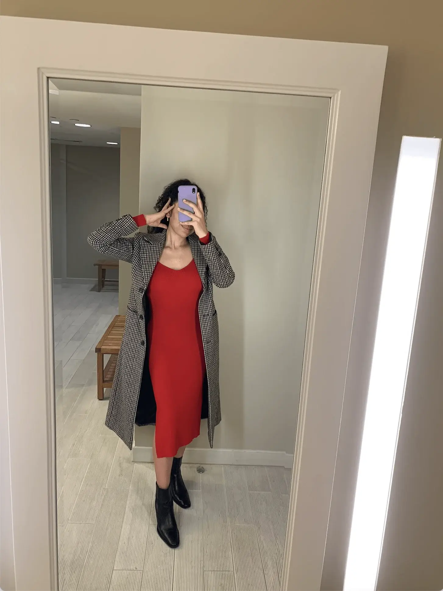 sweater dress and boots brunch outfit
