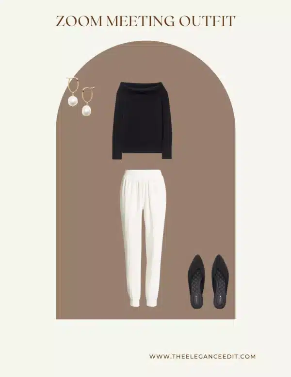 zoom meeting outfit with flats and joggers