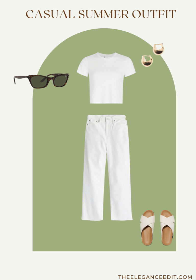 Casual Summer Outfit with white t-shirt and white jeans