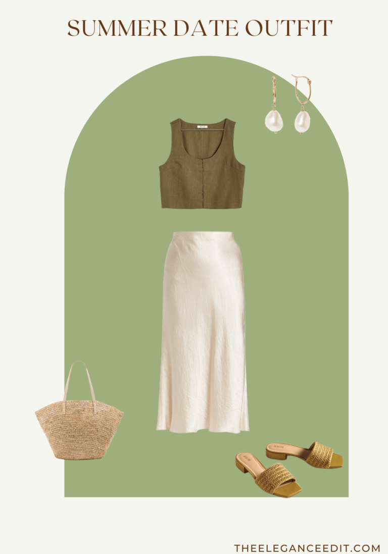 Summer Date Outfit with silk skirt and linen crop top