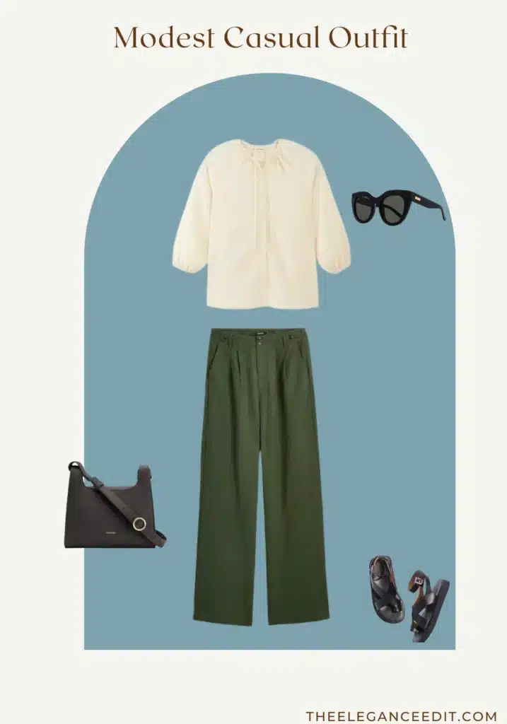 Modest Summer Outfit with peasant blouse and trousers