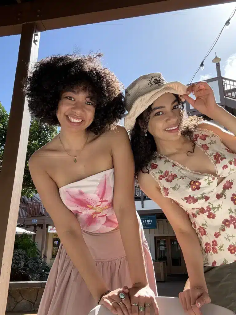 sister in nuuly rental shirts doing nuuly reviews