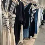 minimalist feminine clothing on rack