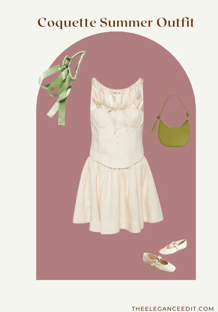 Matching feminine set with silk top and white skirt