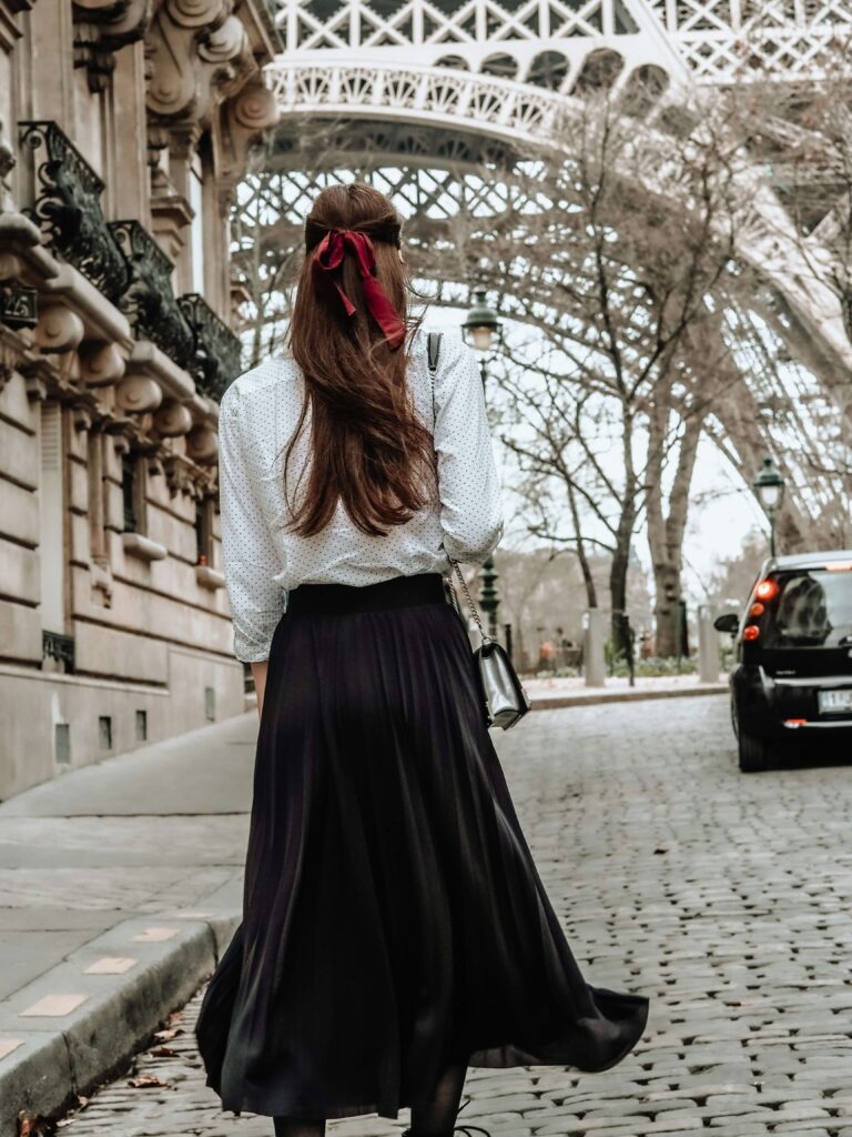 Coquette Fall Outfit with maxi skirt and velvet bow