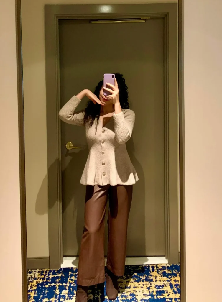 Woman wearing Jenni Kayne Cocoon Dupe Cardigan