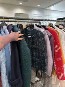 luxury sample sale rack with affordable Chanel jackets