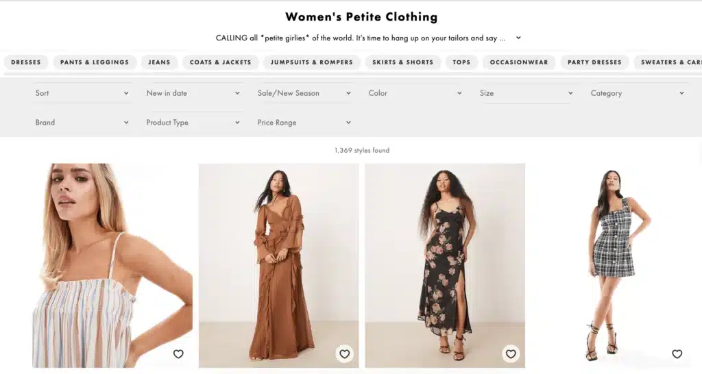 ASOS Petite clothing for women 5'3 and under