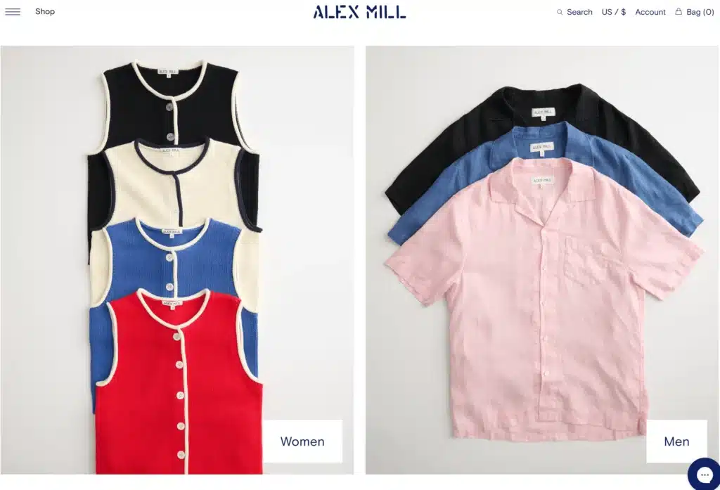 Alex Mill womens tank tops and mens shirts