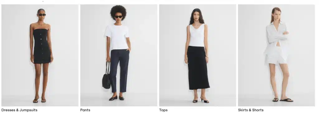 Aritzia womens basics tops pants and shorts