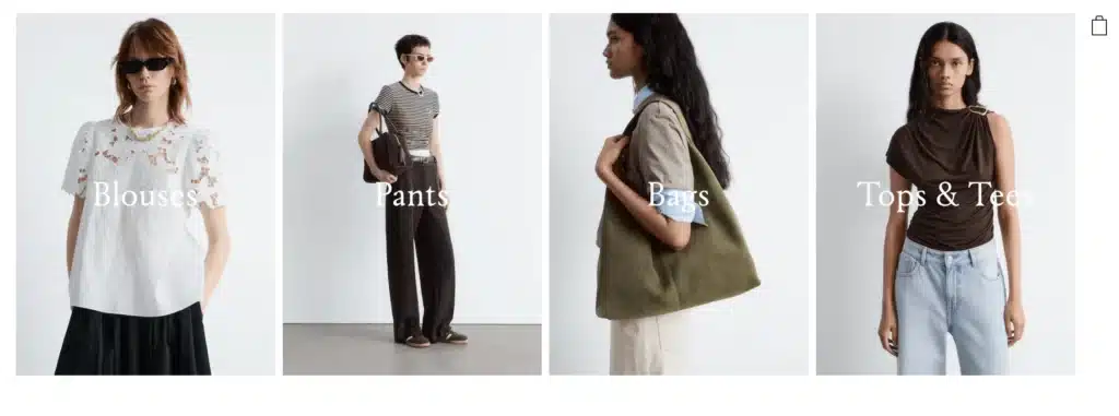 &OtherStories homepage with blouses, pants, bags, and tops