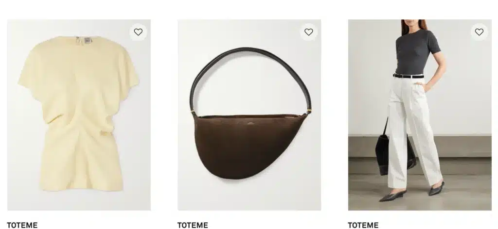 TOTEME shirt, bag, and trousers on Net a Porter