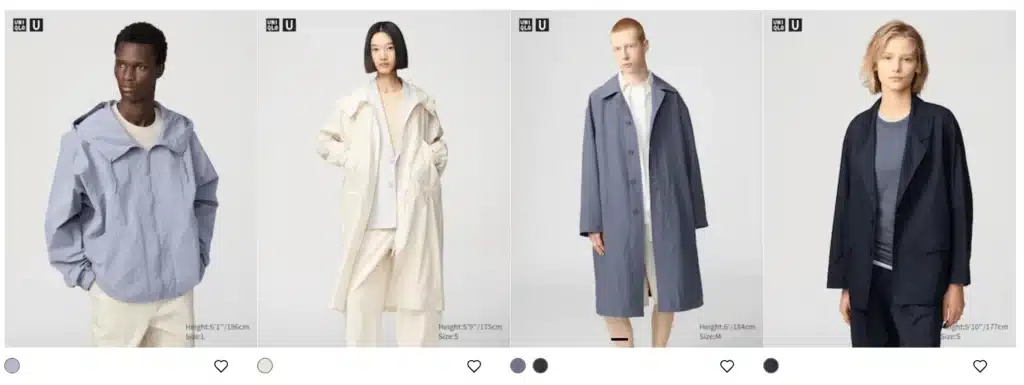 Uniqlo mens and womens coats