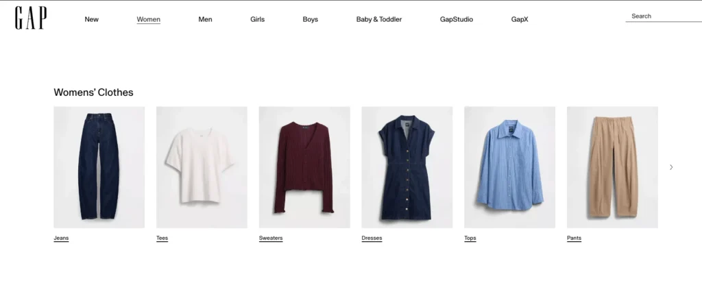 gap womens clothing including jeans tops and dresses