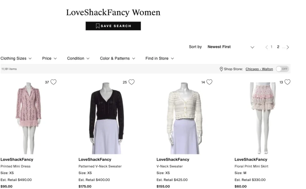 LoveShackFancy pieces discounted on The Real Real