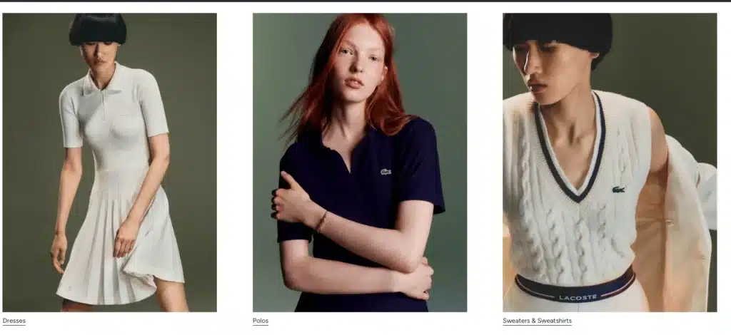 Lacoste polos and dresses